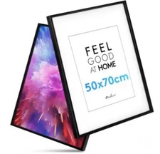 2er Set Plakatrahmen Bilderrahmen 50x70cm 70x50cm Puzzle Holz Rahmen in Schwarz