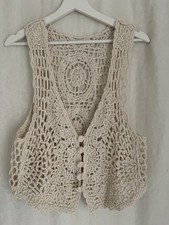 Boho Häkelweste, beige, Gr. M/L