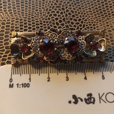 Brosche Art Deco,Gablonz, rote Glassteine, floral, Neiger Brothers Stil Vintage 