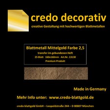 Schlagmetall mittelgold transfer 2,5 14x14 im Seidenpapierheftchen