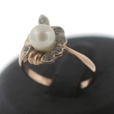 Perle Farbstein Ring 585 Gold