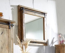 Badspiegel 80x68cm 'Railroad' Mango & Eisen Massivholz NEU OVP!!!