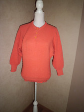 Schöner Damen Strick-Pullover Pulli S/M lachs Knöpfe  bitte Maße beachten