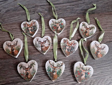 10 Holz Deko Herzen Hänger