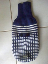 CROCI  gestrickter Hundepullover/Overall blau + weiß Gr. XS