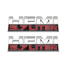 Für HEMI 5.7 LITER 2PCS 12*4cm Embleme Seite hinten Metall Logo helles Silber
