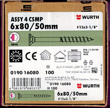 WÜRTH Schrauben 6x80 / 50mm