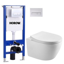 Komplettset Spülrandlos Hänge Wand-WC Vorwandelement Spülkasten Softclosedeckel