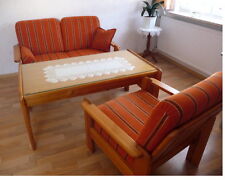 3er SET Couchgarnitur GLASTISCH Sofagarnitur Sessel Sofa Couch ECHTHOLZ KIEFER