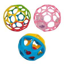 3 Greifbälle - Oball - Bunt, Rosa, Gelb/Blau mit Rassel