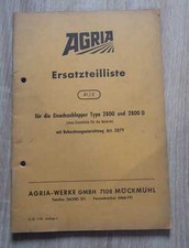 Agria Einachsschlepper 2800 + 2800D Ersatzteilliste