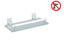 MSV Bad Eckregal Duschregal Ablage aus Aluminium und Glas - Kleben oder Bohren