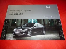 MERCEDES W221 S-Klasse S 320 CDI - S 65 AMG Preisliste Pricelist von 2008