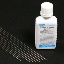10 Stangen Silberhartlot 1mm x 500mm + Flussmittel Silberlot 50ml Set L-Ag55Sn