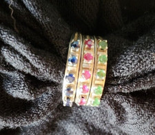 Sehr schönes Set-bestehend aus 3x 585ziger Weißgold Ringen, Smaragd Saphir Rubin