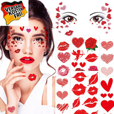 Herz Sticker Gesicht Gesichtstattoo Karneval Amor Tattoo 7 Blatt Temporär Valent