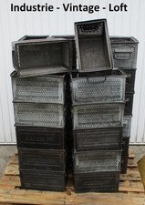 1x Lager Blech Box Metall Stapelbox Werkstatt Loft Vintage perforiert - gelocht