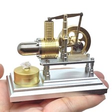 Vintage OKMO Horizontal Stirling Engine - 77mm Brass/Aluminum Showcase