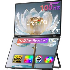 UPERFECT 18,5-Zoll 100Hz Dual-Screen-Monitor 1080P Tragbare Monitore Freistehend