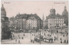 alte Ak Dresden, Pirnaische Platz, Strassenbahn, gelaufen