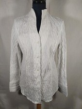 NEU ELEGANTE WEISSE BLUSE, CRASH OPTIK STEHKRAGEN  BUSINESS UNISEX BLUSE, GR 40