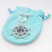 Tiffany & Co. Lenkrad Kompass Silber 925 Taschenanhänger Schlüsselanhänger mi...