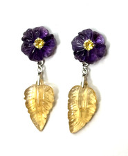 Feine Ohrringe Citrin Amethyst