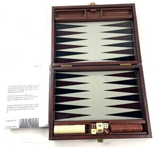 Backgammon Brettspiel  aus Holz und Leder