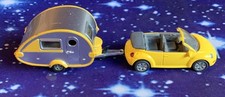 SIKU 1056 1629 VW Beetle Cabriolet Gelb mit Wohnanhänger SummerHoliday SuperSeri