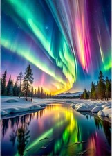 GDYEEH Aurora Borealis Diamond Painting Erwachsene, 5D Spiegelung Diamant