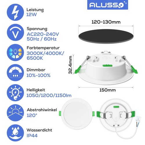Led einbaustrahler 130mm - led, 75-130mm
