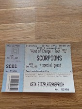   Eintrittskarte  Scorpions Wind of Change 12.11.1991 Berlin Deutschlandhalle