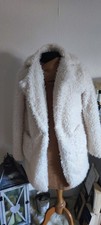 Jacke Mantel Creme Weiß Kunstfell Teddy Fell Kuschelig Neu Größe S 36 38