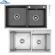 Edelstahl Küchenspüle Einbauspüle Doppelspüle Spülbecken Küchenarmatur 75x45 cm