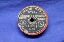 Schnurspule Angeklschnur Holzspule Vintage  France Racine Tortue Nylon Paris