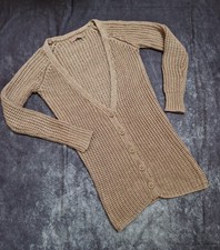 SAINT TROPEZ Cardigan Gr.M Gr.38 lange Strickjacke Grobstrick beige V-Ausschnitt