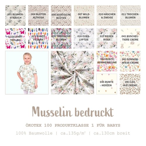 Musselin bedruckt blumen - bedruckt,