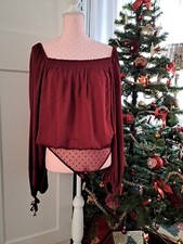 INTIMATELY FREE PEOPLE Shirtbody Bluse Damen  S/M Rot Elegant NEU