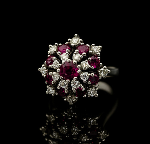 Vintage rubin diamant ring 585 - rubin,