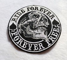 Biker Patch Ride Forever Free Skull Aufnäher Kutte Aufbügler Skull Totenkopf