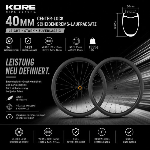Kore 40mm carbon laufradsatz - kore,