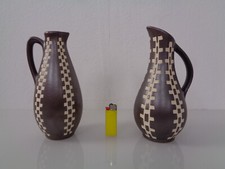 Vintage VEB Sgraffito Keramik Vasen (2) von Piesche & Reif 1960er Jahre