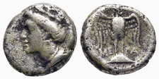 FITZ Greek Pontus Amisus Drachm 4. Century BC Hera Owl Silver µFIM1815