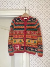 Next England Strickjacke Cardigan 116 Mädchen Weihnachten Jacquard Häkel Rentier