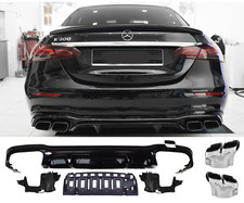 ✅ HECKDIFFUSOR + AUSPUFFBLENDEN CHROM FÜR MERCEDES E-KLASSE W213 E63 AMG OPTIK