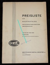 HELLA ,Preisliste 1966 ,zum Hauptkatalog Erstausrüstungs - Nachtrag