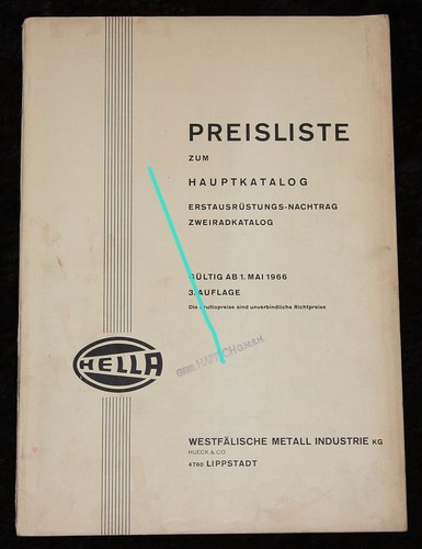 Hella preisliste 1966 zum - ,preisliste, ,zum