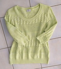 Damen Pulli Gelb/Weiß  Lochmuster  Mustermix Baumwolle Gr.48/50  Laura KENT