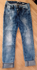 Mädchen Frauen Krempel Jeans Hose Gr. M One Love  Knopfleiste coole Waschung