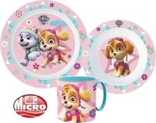 3 tlg Kindergeschirr Set  Mikrowelle Teller Schale Becher  Paw Patrol Kunststoff